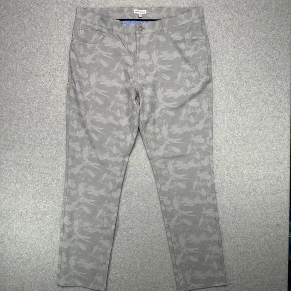 Peter Millar Crown Sport Pants Mens 38x32 Grey Camo Performance Stretch Golf NWT